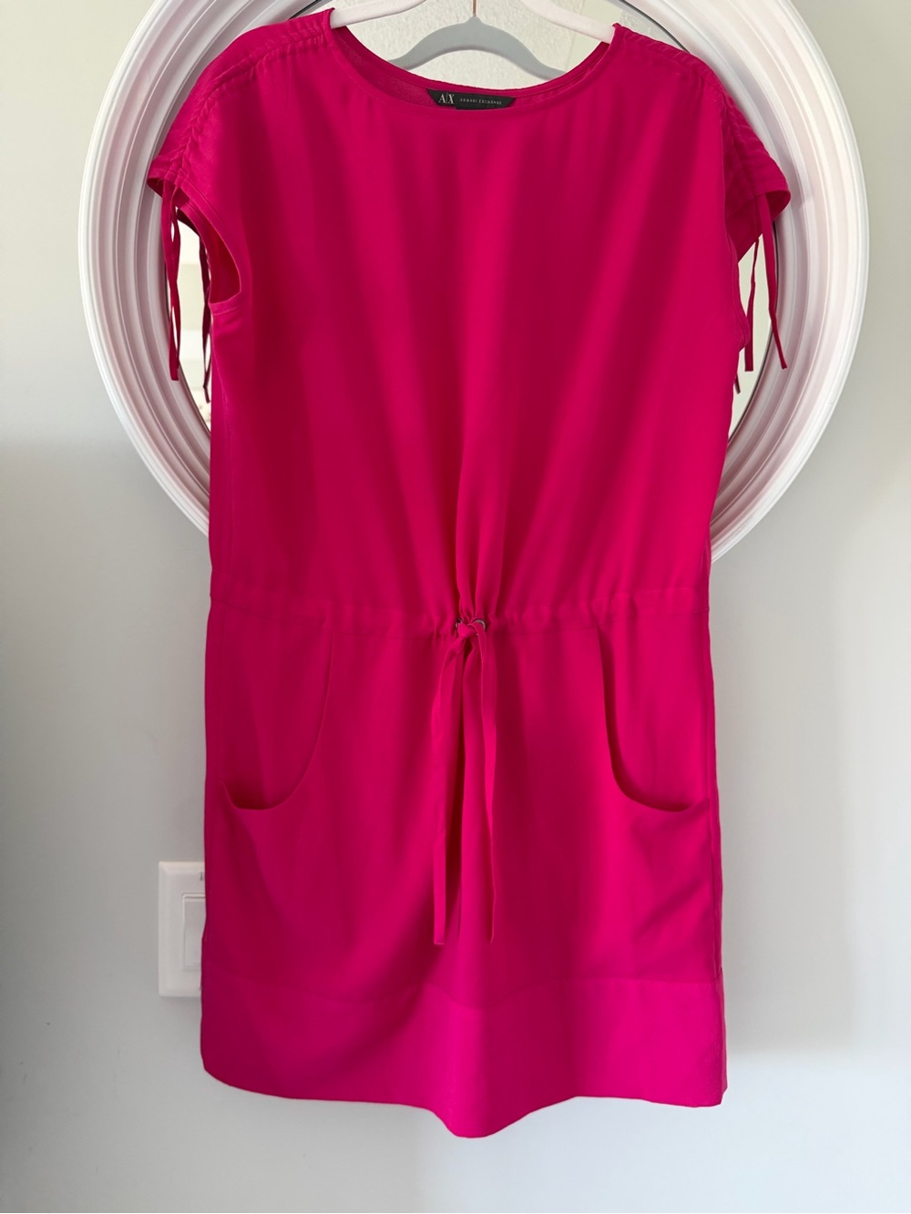 A|X Armani Exchange Vibrant Pink Drawstring Pocket Tunic